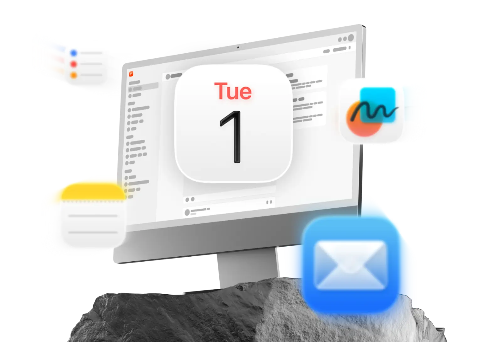 Apple Productivity Community on a Mac showing Apple Reminders, Apple Notes, Apple Calendar, Apple Mail and Apple Freeform