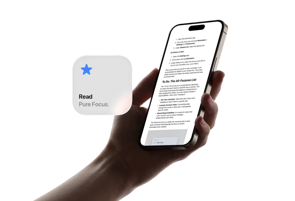 iPhone shows blog article about Apple Reminders