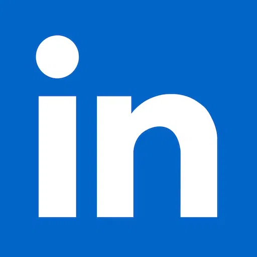 Close-up of the LinkedIn logo featuring large white letter "in" on a blue background.